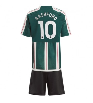 Manchester United Marcus Rashford #10 babykläder Bortatröja barn 2023-24 Korta ärmar (+ Korta byxor)